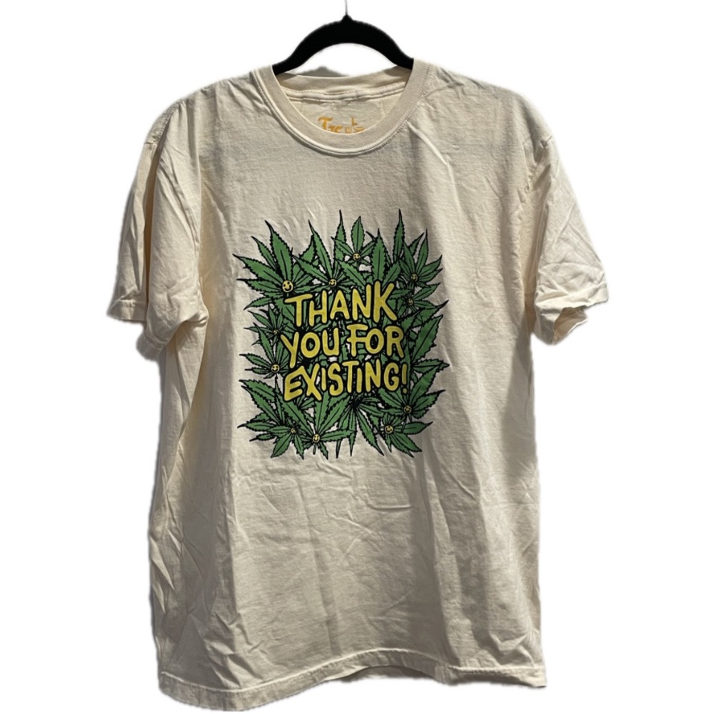 Thank You For Existing 😊🌿 Cream Graphic T-Shirt by Transfigure Print Co